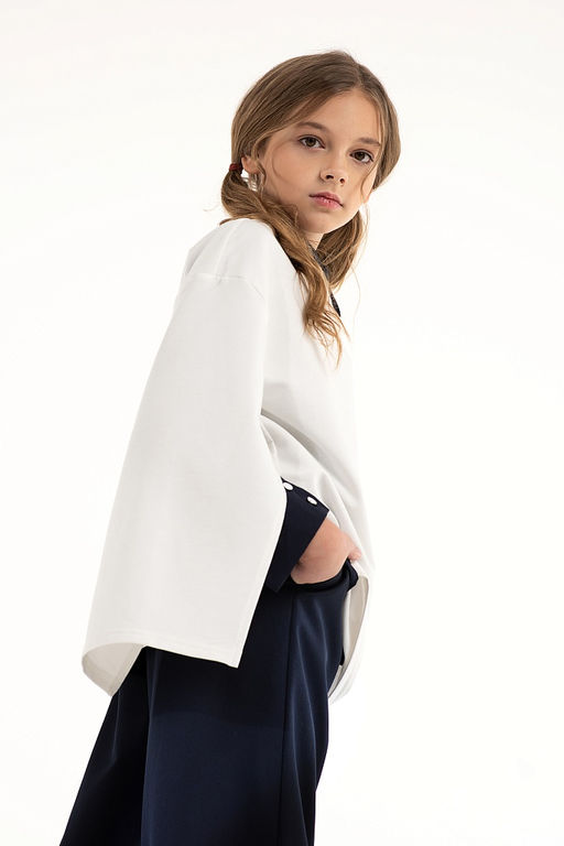 Молочный школьный лонгслив Mooriposh, модель 1605 фото 4