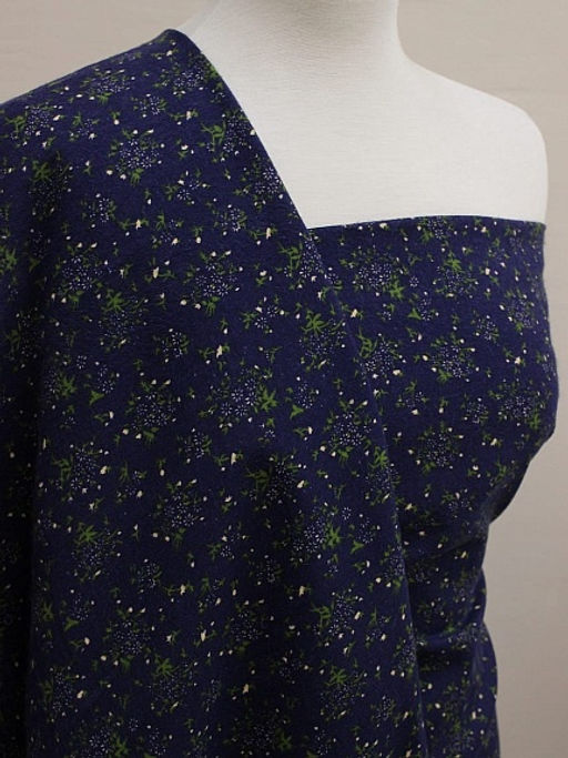 Теплый хлопок Мелкое соцветие на фиолетово-чернильном, СОРТ2, ш.1.45м, хлопок-100%, 160гр/м.кв - Купава фото 7