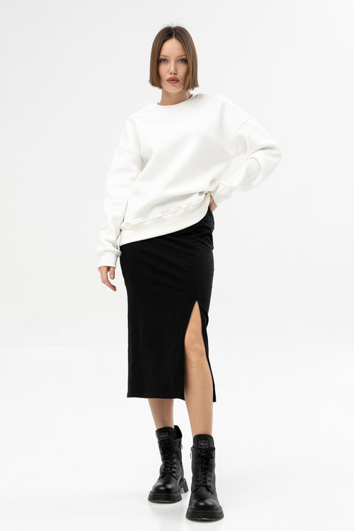 Стильная юбка-карандаш с разрезом Футер 2-х нитка