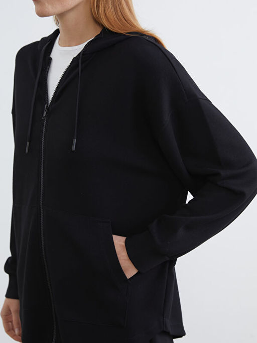 Kap??onlu Soft Touch Kad?n Fermuarl? Sweatshirt