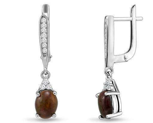 Серьги, опал нат. черный, SL-RIC34