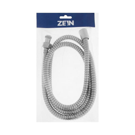 Душевой шланг ZEIN Z46PS, 150 см, цинковые гайки 1/2", пластиковые втулки, нержавеющая сталь, Имп/Имп