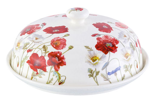Блинница 23*23*9,5 см "Маки" фарфор NEW BONE CHINA