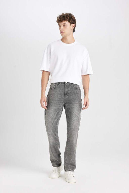 Джинсовые брюки прямого кроя с нормальной талией и нормальной талией - Defacto фото 3