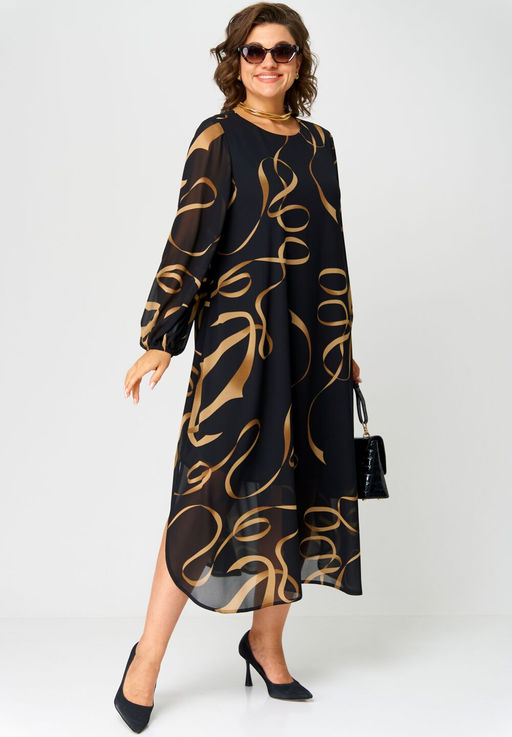 Платье EVA GRANT 7281 черный с принтом  фото 2
