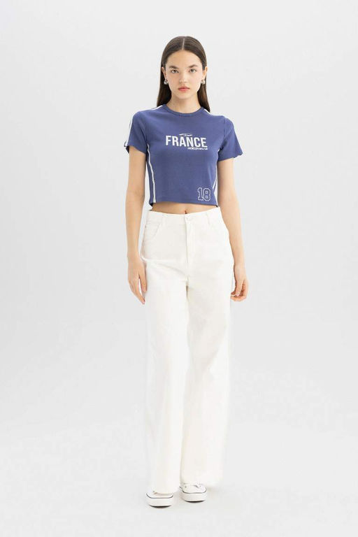 Классная футболка с короткими рукавами из модала с круглым вырезом и принтом - Defacto фото 6