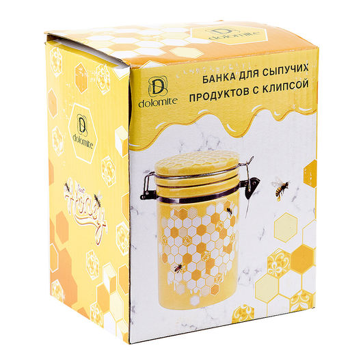 Банка для сыпучих продуктов (клипс) Honey 15*10*16,5см. v=800мл. (подарочная упаковка) - Dolomite фото 2