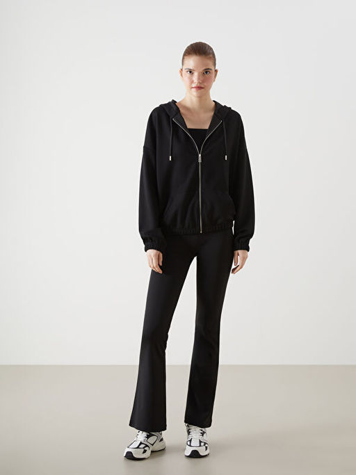 Kap??onlu Oversize Kad?n Fermuarl? Sweatshirt