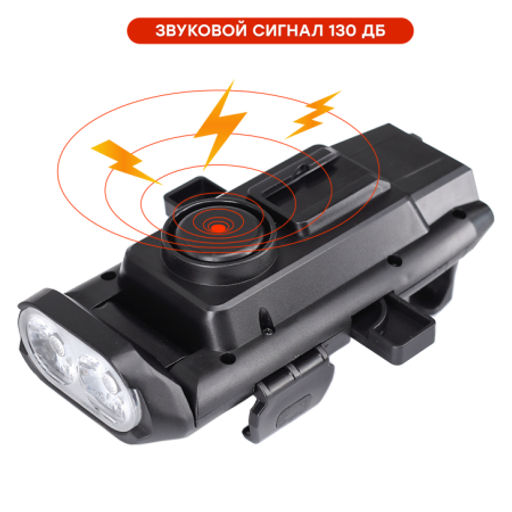 Фонарь передний COMIRON TOPHOLD ABS IPX5 2*T6 LED 500lm 3000mAh USB индикатор заряда POWER BANK 3 режима сигнал 130Дб крепление смартфона /уп 10/60/ - Галеонтрейд фото 3