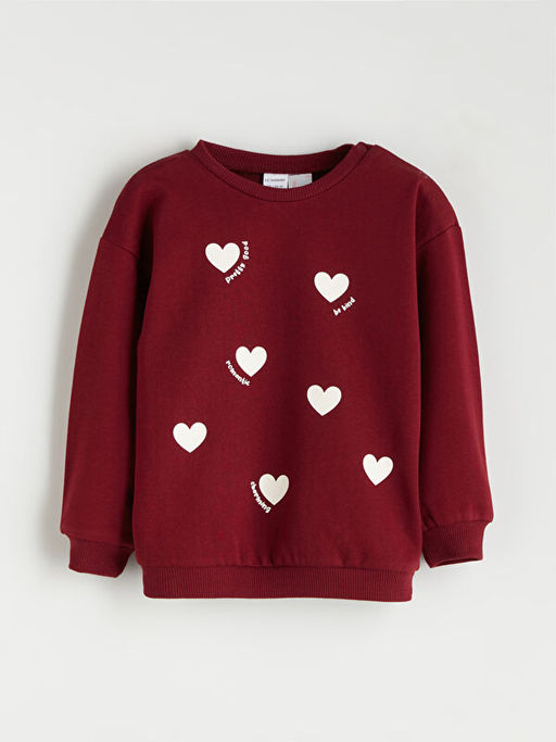 Bisiklet Yaka Bask?l? K?z Bebek Sweatshirt 2li