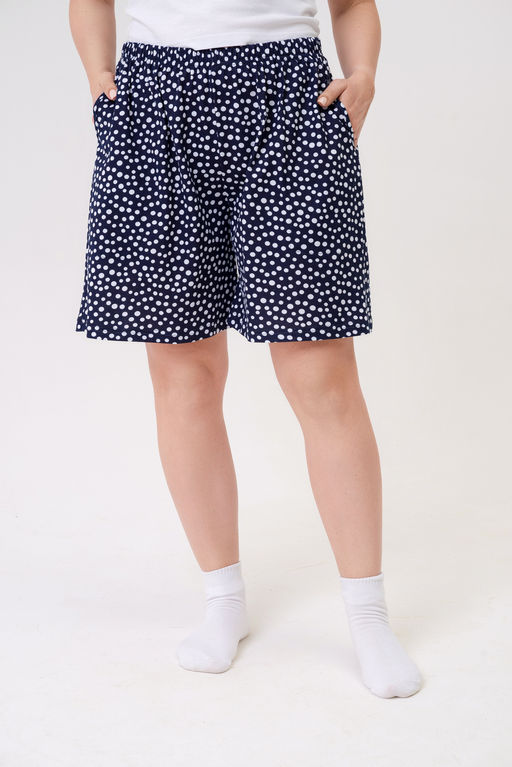 Шорты женские из кулирки Цветник горошек на темно-синем макси - Амадэль фото 3