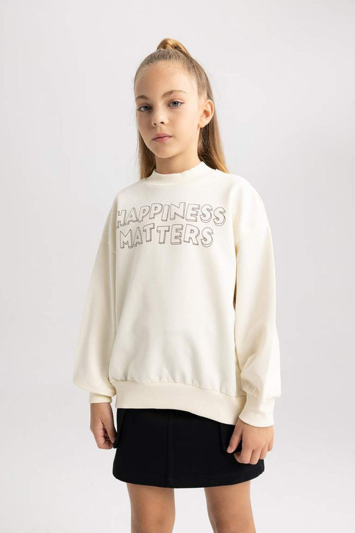 Толстовка обычного кроя с круглым вырезом для девочек - Defacto фото 8