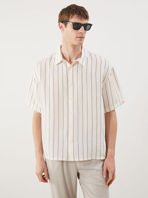 Rahat Kal?p K?sa Kollu ?izgili Erkek G?mlek