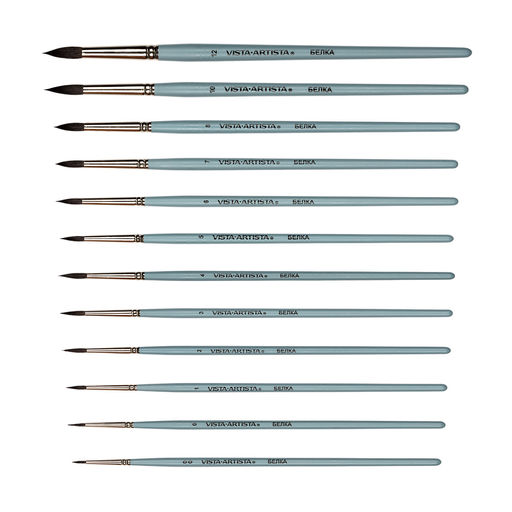 Кисть белка VISTA-ARTISTA 10231-04 круглая 10 шт короткая ручка №04 фото 4