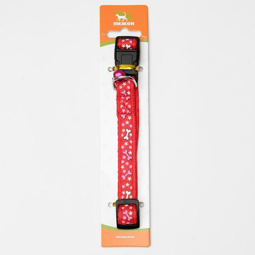 Ошейник нейлоновый Звездные косточки, 36 х 1,5 см, красный - Пижон фото 2