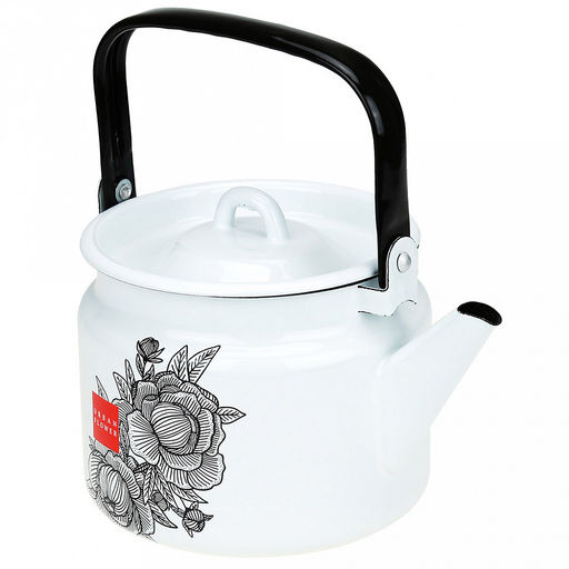 "Urban flower" Чайник эмалированный 2л, металлическая крышка (Россия)