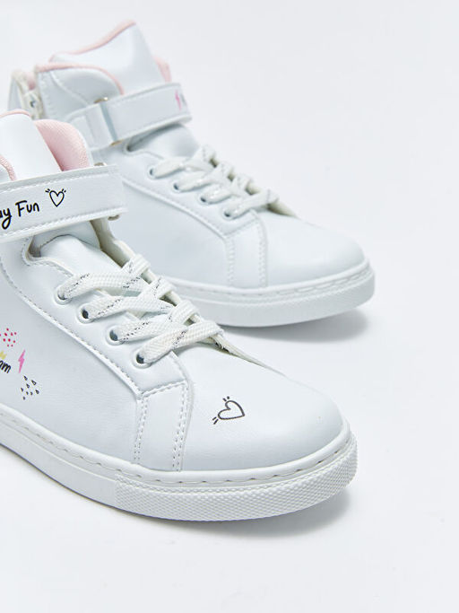 Bask?l? Ba?c?k C?rt C?rt ve Fermuarl? Bilek Boy K?z ?ocuk Spor Ayakkab? - Waikiki фото 3