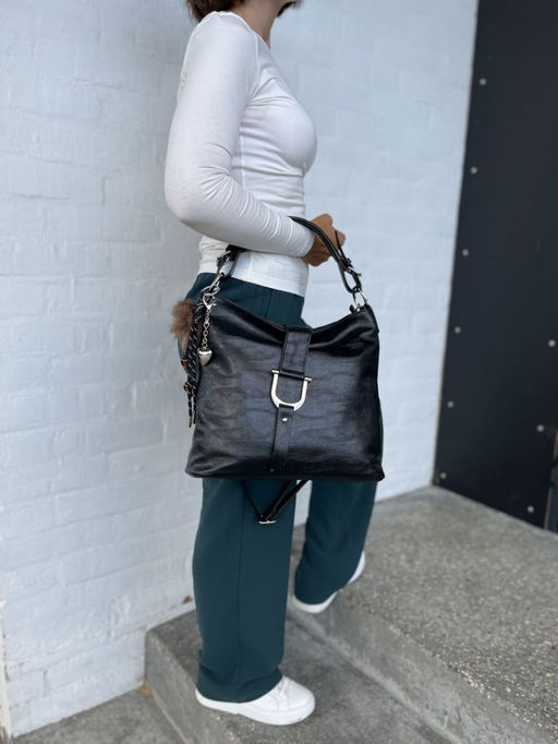 Женская сумка хобо из эко кожи 007 Черный - Cidirro фото 8