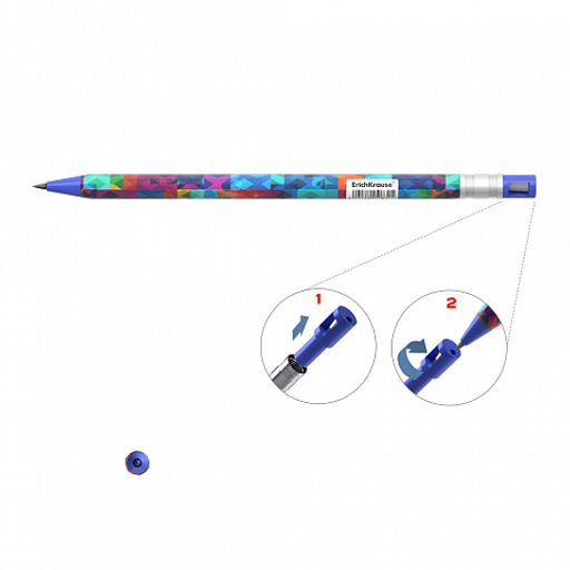 Цена за 24 шт. Карандаш механический ErichKrause ColorTouch® Patchwork 2.0 мм, с точилкой, НВ (в тубусе по 24 шт.)  фото 2