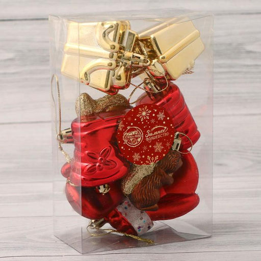 Ёлочные игрушки 8 шт. Зимнее волшебство. В гостях у белочек пластик, МИКС  фото 3