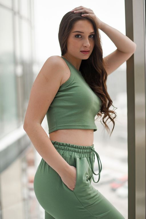 Майка-топ Кашкорсе рубчик лапша - Оптима фото 61