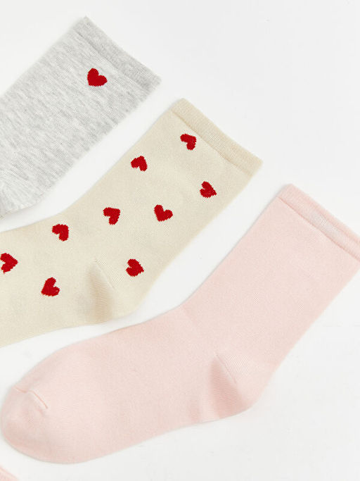 Kalp Desenli Kad?n Soket ?orap 5li
