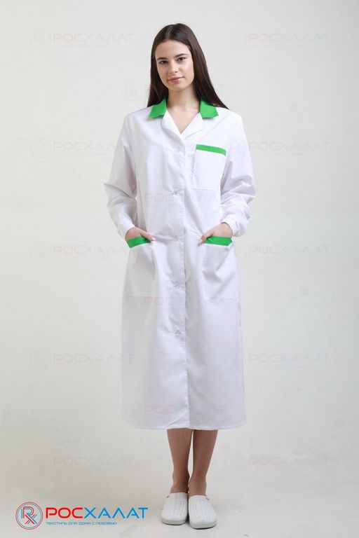 Женский медицинский халат с зеленой отделкой ТИСИ с ВО ХМ-13