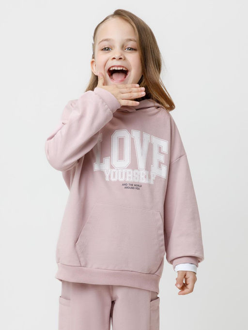 КР 302676/розовый лед джемпер (худи) для дев