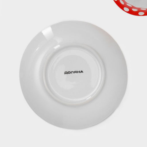 Сервиз чайный керамический на металлической подставке Доляна Горох,13 предметов на подставке: 6 чашек 210 мл, 6 блюдец - d=14 см, чайник 950 мл, цвет красный фото 11