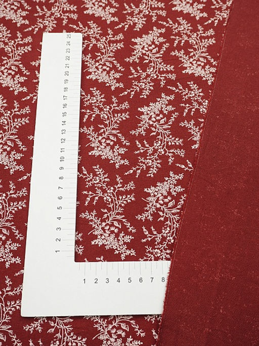 Теплый хлопок "Осенние травы" цв.насыщенный красно-терракотовый, ш.1.5м, хлопок-100%, 160гр/м.кв