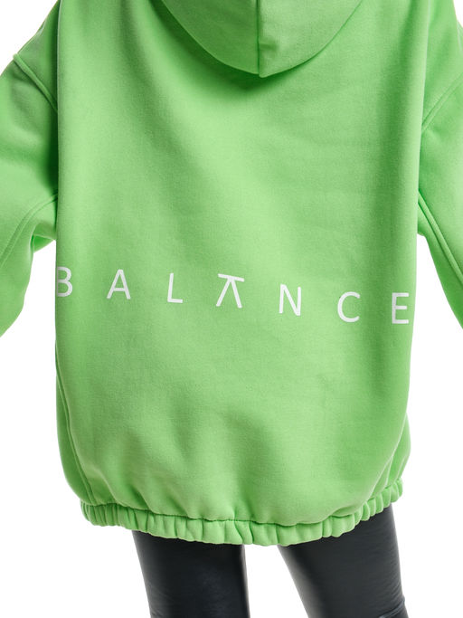 Худи one size с начесом удлиненное с капюшоном спортивное UD 8015 салатовый - Mini maxi фото 6