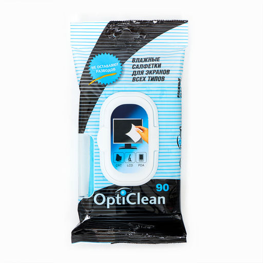 Влажные салфетки OptiClean, для экранов, 90 шт.