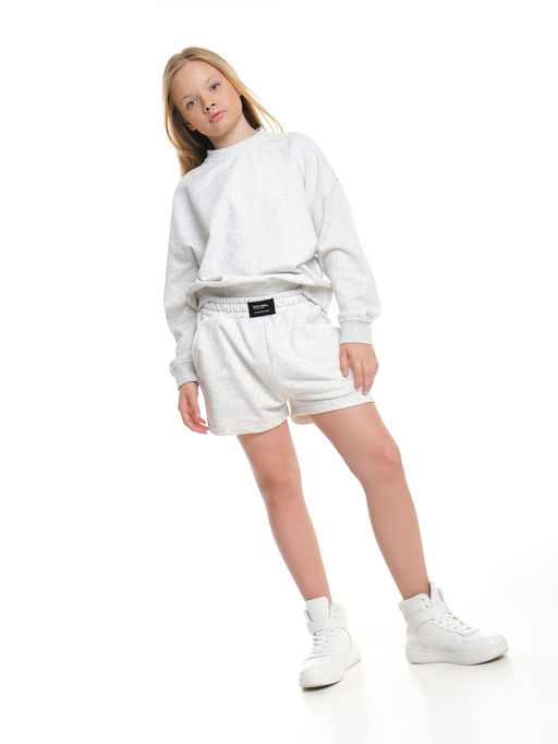 Шорты для девочки подростковые 22-7630 св.серый меланж - Mini maxi фото 9