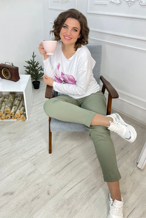 Свитшот Rumoda 2061/1 белый/лаванда  фото 4