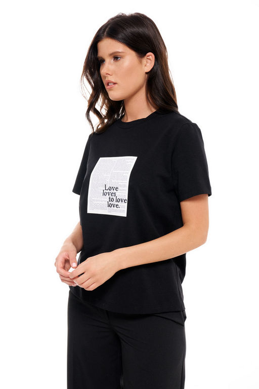 Хлопковая футболка Dolores с принтом Newspapper (Цвет: Черный Love to Love) - Morozov Amavie фото 3