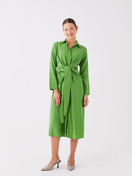 D?z Uzun Kollu Kad?n G?mlek Elbise