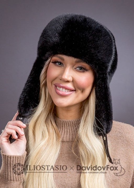 шапка Ушанка экомех блэк - Davidovfox фото 2