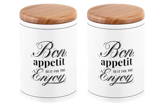 Набор 2 банок д/хранения 850 мл. 9,5*9,5*14 см, "Bon appetit" с метал.крышками