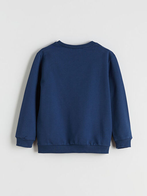 Bisiklet Yaka Bask?l? Erkek ?ocuk Sweatshirt