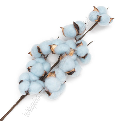 Веточка декоративная 50 см "Хлопок" (SF-1908) голубой