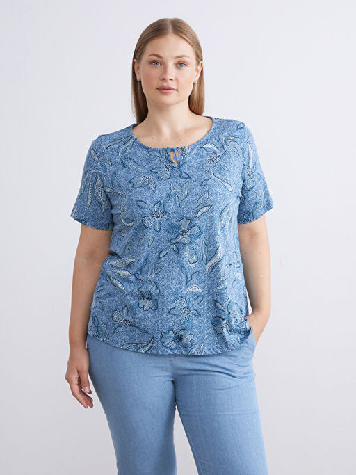 Ba?lamal? Yaka Desenli Bluz