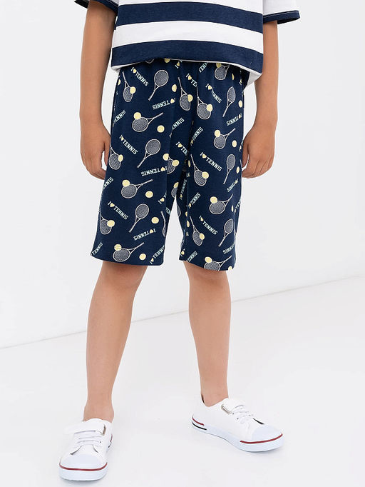 Шорты синего цвета с теннисным принтом для мальчиков - Mark formelle фото 2