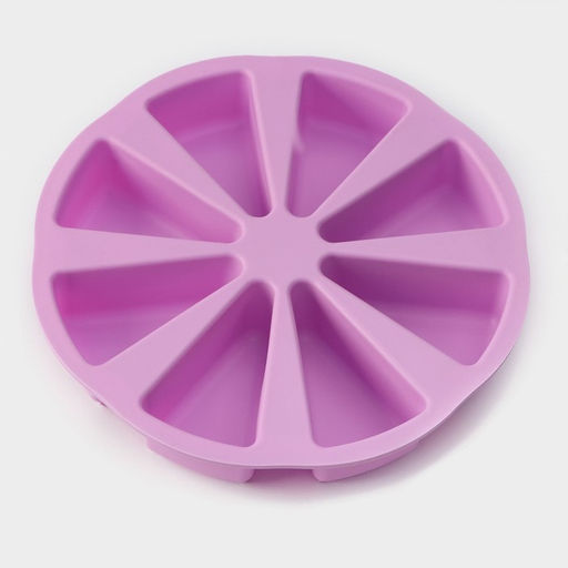 Форма для выпечки Доляна «Сладости. Кусочки торта», силикон, d=26 см, 8 ячеек (9.5×5.8 см), сиреневая