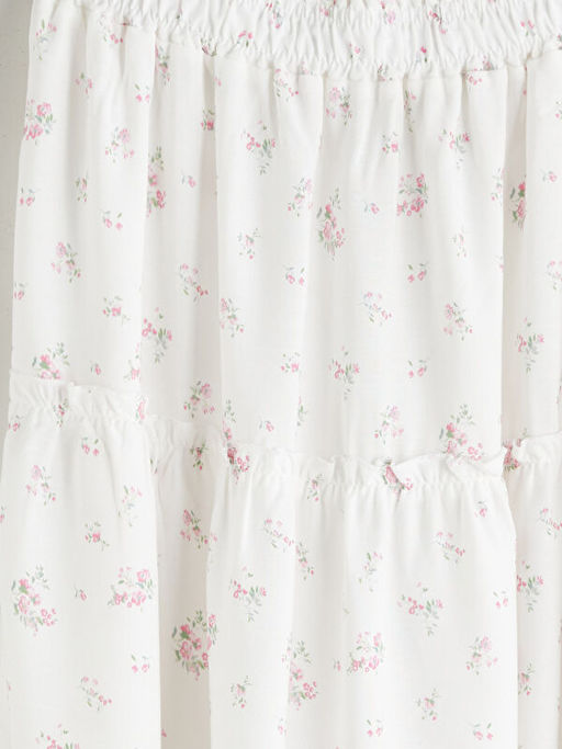 Beli Lastikli ?i?ekli K?z ?ocuk Etek