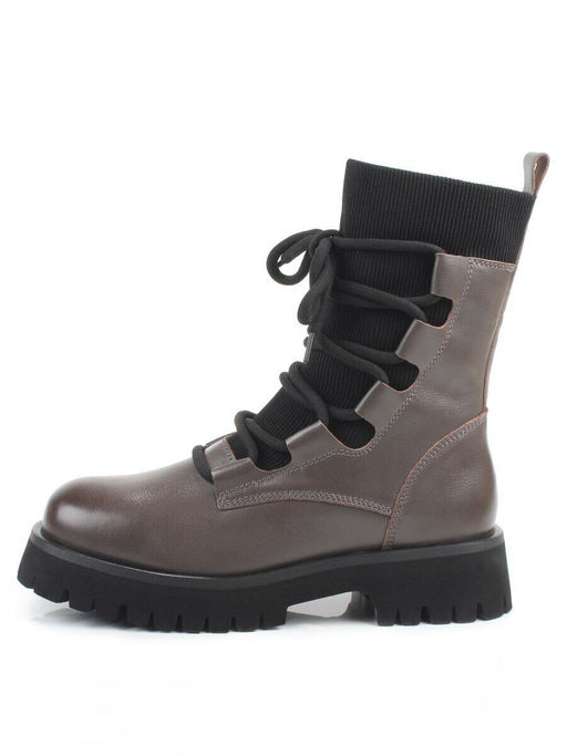 01-XKL21-196R GRAY/BROWN Ботинки демисезонные женские (натуральная кожа, байка)