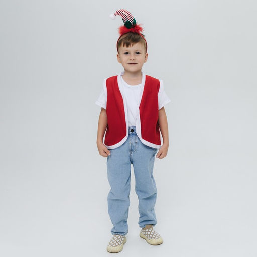 Карнавальный костюм «Новогодний гном»: жилетка и ободок, рост 92–104 см