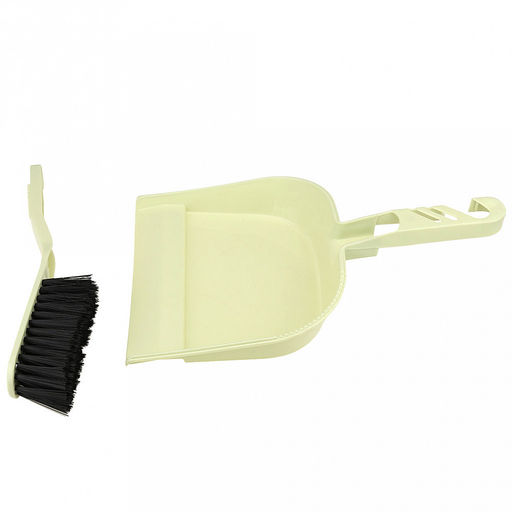 Комплект для уборки пластмассовый: совок 19,5х15,5х4,8см + сметка 27,5х3,5см, ворс 4см "Салют" цвета в ассортименте: мятный, розовый, светло-фисташковый (Китай)