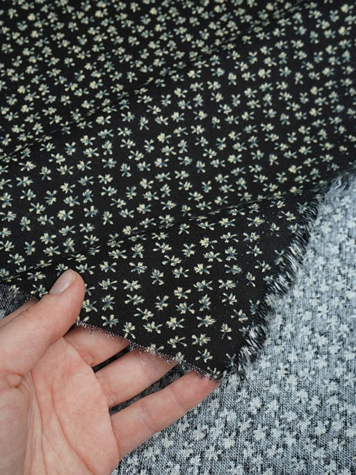 Теплый хлопок Воздушные лютики цв.черный, ш.1.45м, хлопок-100%, 150гр/м.кв - Купава фото 4