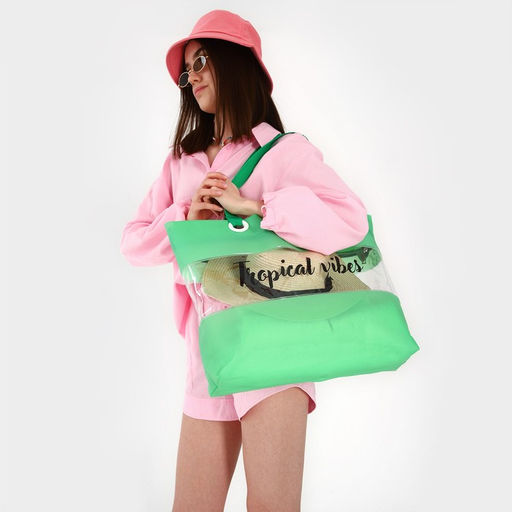 Сумка пляжная Tropical vibes, 50*35*11 см, зелёный цвет - Nazamok фото 13
