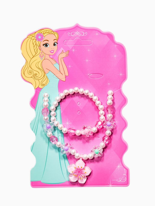 Цена за 2 шт. Набор детский "Выбражулька" 3 пред-а: бусы, браслет, кольцо б-р, цветок, жемчуг, цветной